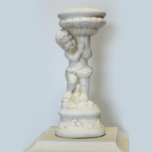 Ivory Marble Cherub Statue - Right Side